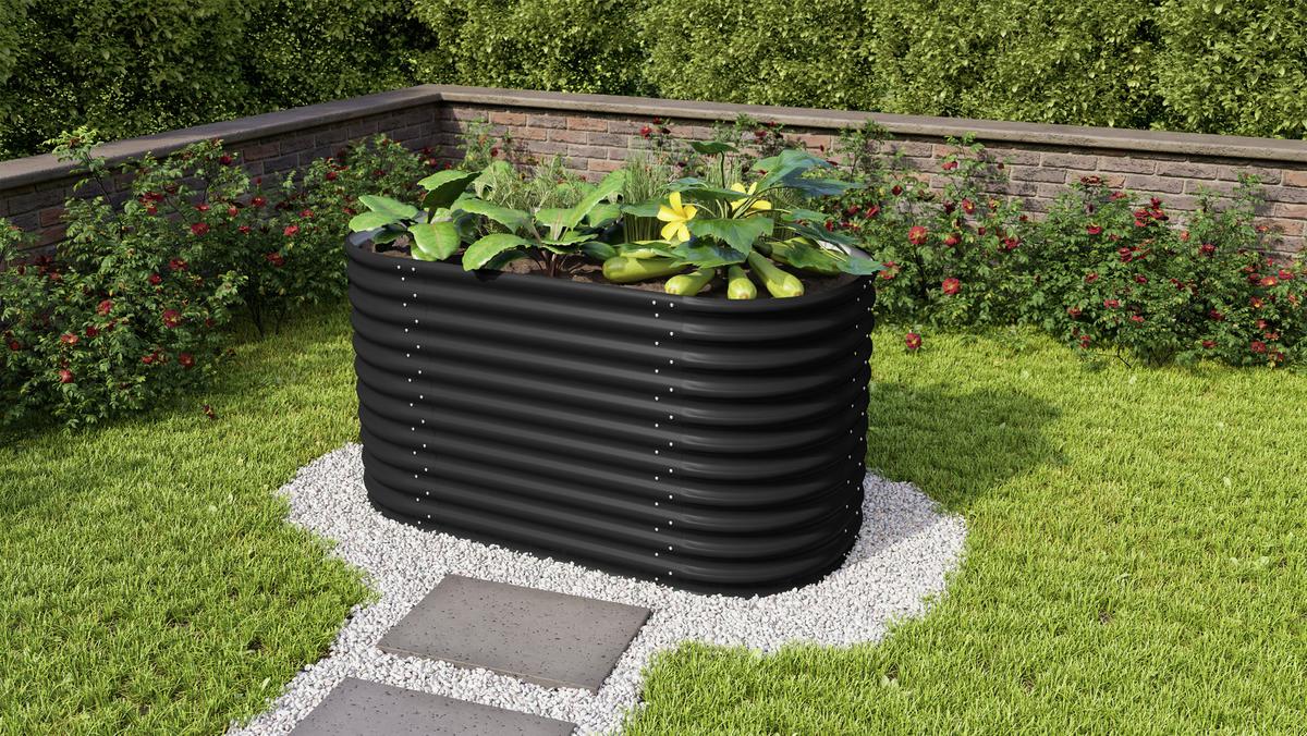 Hochbeet Vita 82,1x85,8x162,1 Oval, Schwarz - Schwarz, Basics, Metall (82,1/85,8/162,1cm)