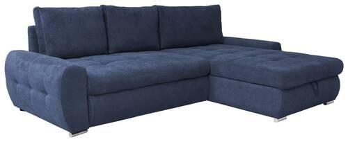 Eckschlafsofa Solar - Chromfarben/Dunkelblau, Design, Textil (277/175cm) - Livetastic