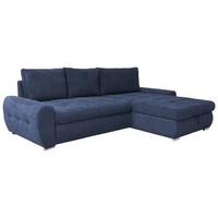 Ecksofa Mit Schlaffunktion Solar Dunkelblau 277x175 Cm - Chromfarben/Dunkelblau, Design, Textil (277/175cm) - Livetastic
