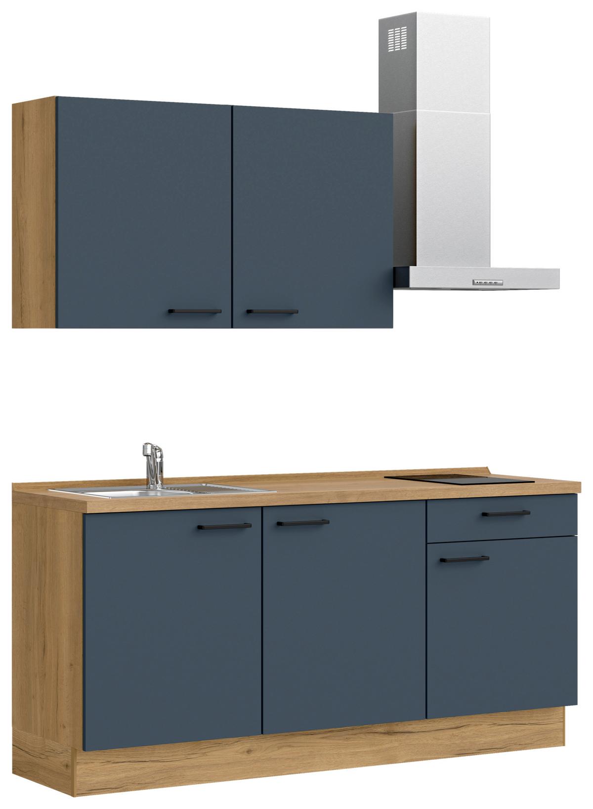 Küchenleerblock Easytouch Low-Line, L1 Rechts - Blau/Eichefarben, MODERN, Holzwerkstoff (180cm) - Nobilia