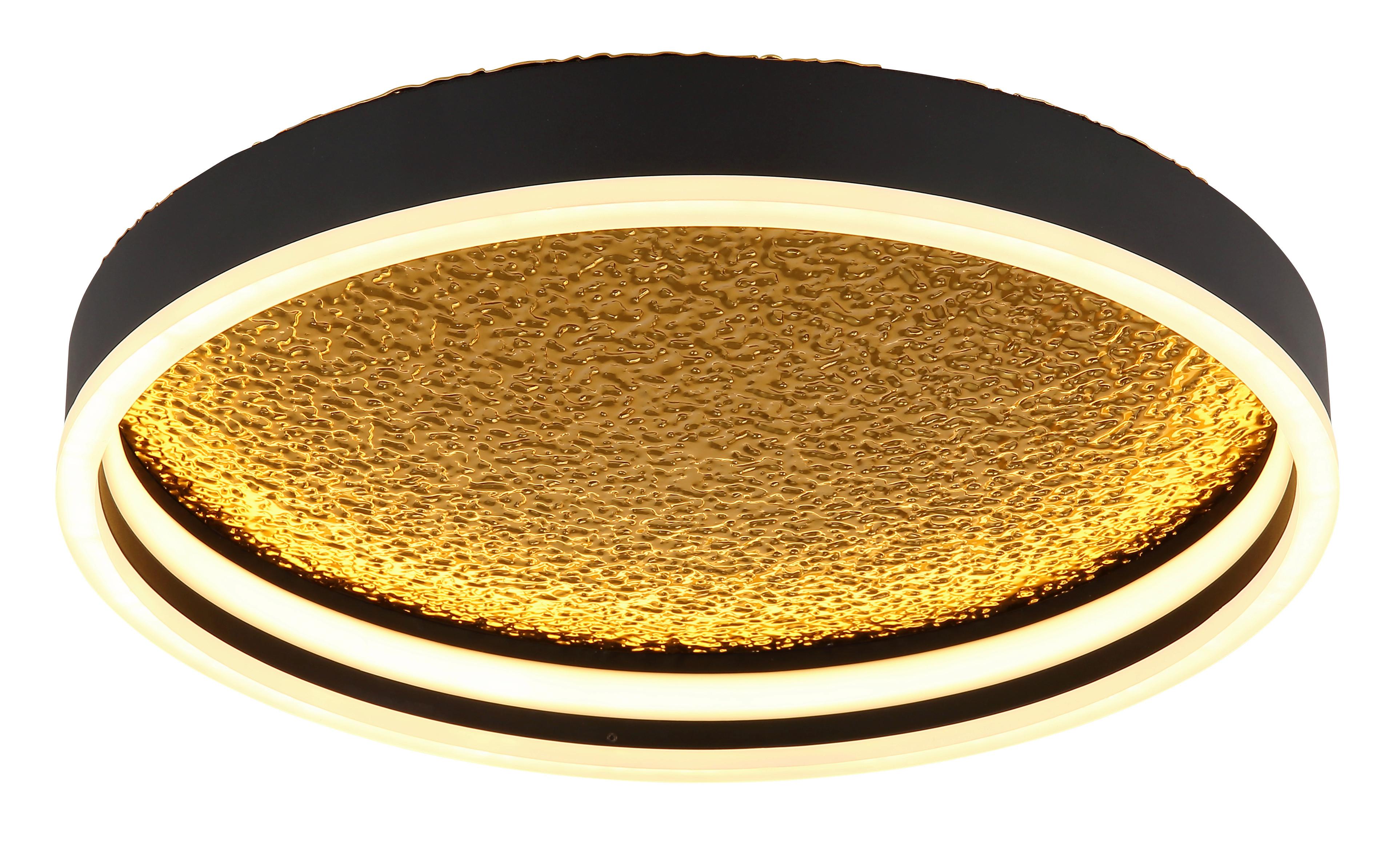 Led-deckenleuchte Hedi Schwarz Weiß Goldfarben D:40cm - Goldfarben/Schwarz, Design, Kunststoff/Metall (40/8cm) - Globo