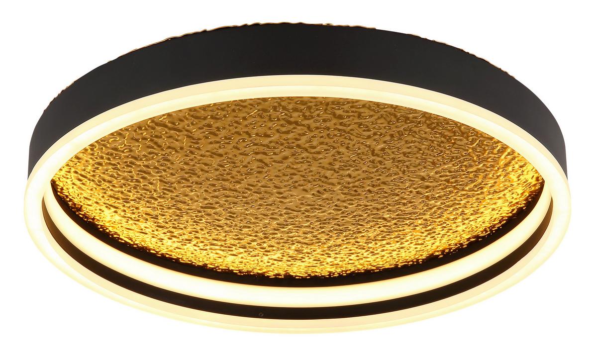 Led-deckenleuchte Hedi Schwarz Weiß Goldfarben D:40cm - Goldfarben/Schwarz, Design, Kunststoff/Metall (40/8cm) - Globo