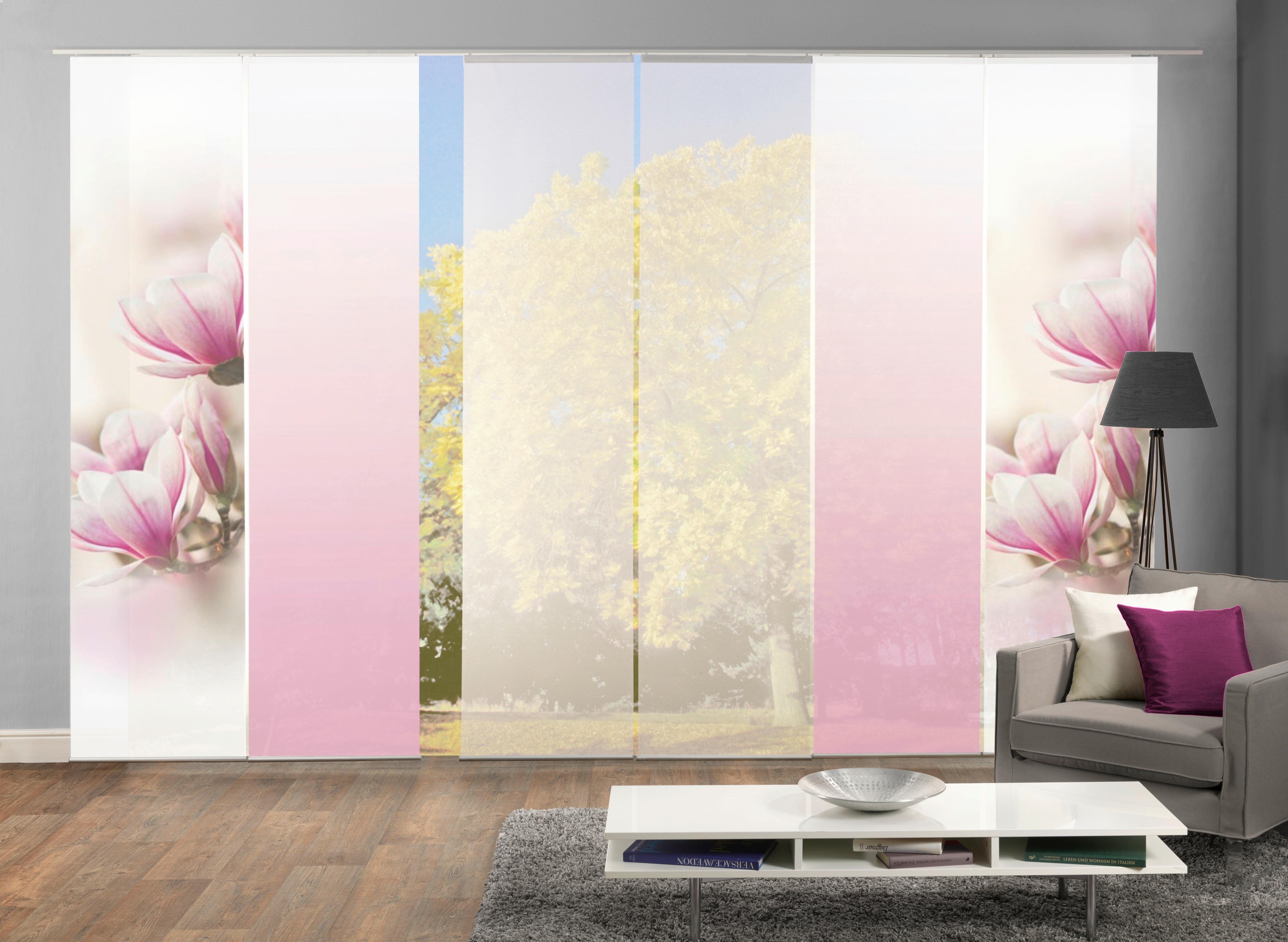 Vorhang mit Paneelwagen Magnene 60x245 cm Rosa/Weiß - Rosa, Basics, Textil (6x60/245cm)