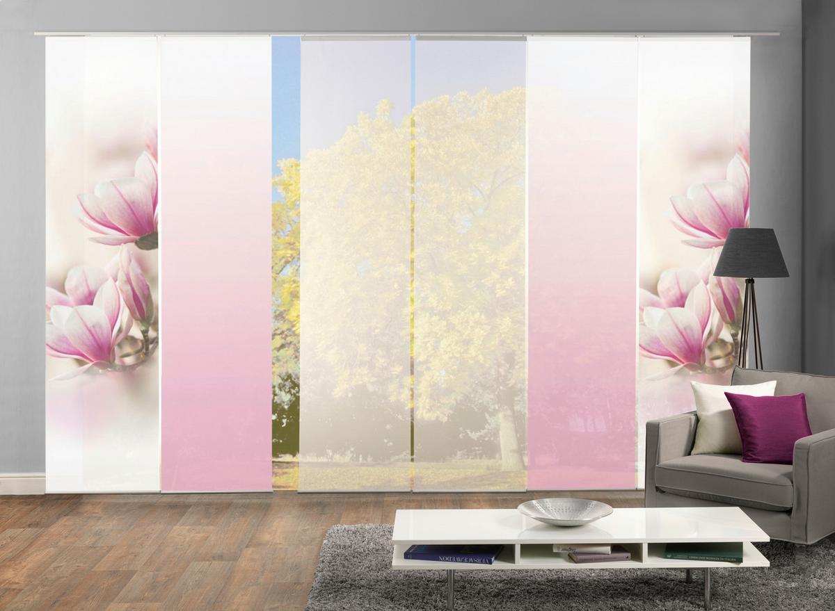 Vorhang mit Paneelwagen Magnene 60x245 cm Rosa/Weiß - Rosa, Basics, Textil (6x60/245cm)
