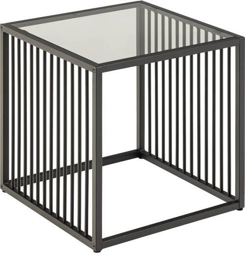 Beistelltisch Strington - Schwarz, Design, Glas/Metall (40/40/40cm) - MID.YOU
