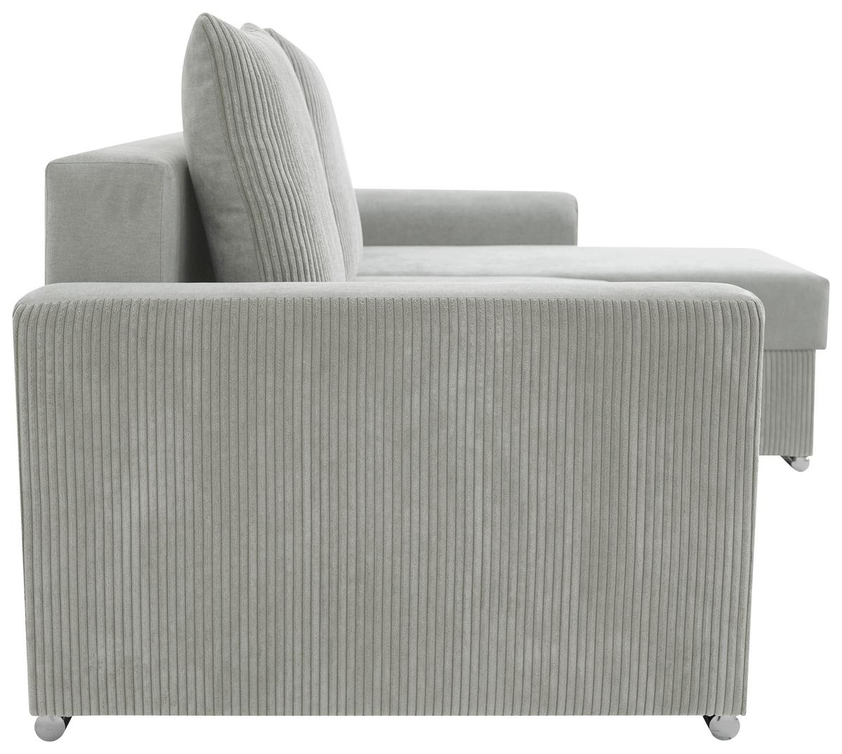 Ecksofa Diever Hellgrau S: 239x141 cm - Chromfarben/Hellgrau, Design, Textil (239/141cm) - Livetastic