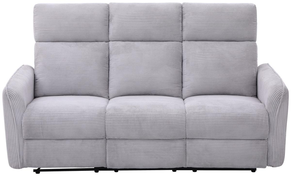 Sitzgarnitur London 3-teilig Cord Hellgrau, B: 133 Cm - Schwarz/Grau, Basics, Holz/Textil (133/105/93cm) - Ondega