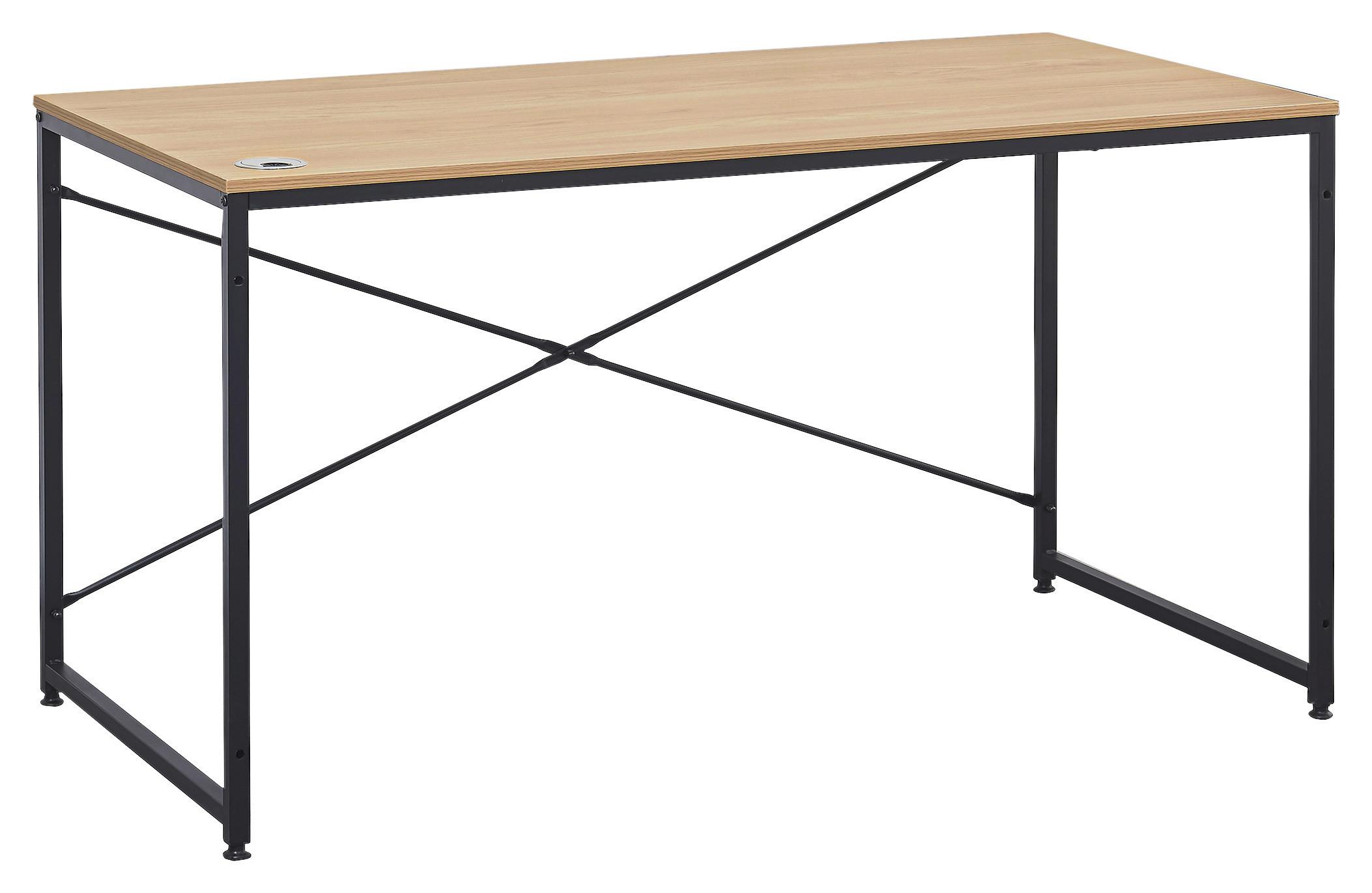 Schreibtisch B 120 H 75 cm Erich, Eiche Dekor/Schwarz - Eichefarben/Schwarz, MODERN, Holzwerkstoff/Metall (120/75/60cm)