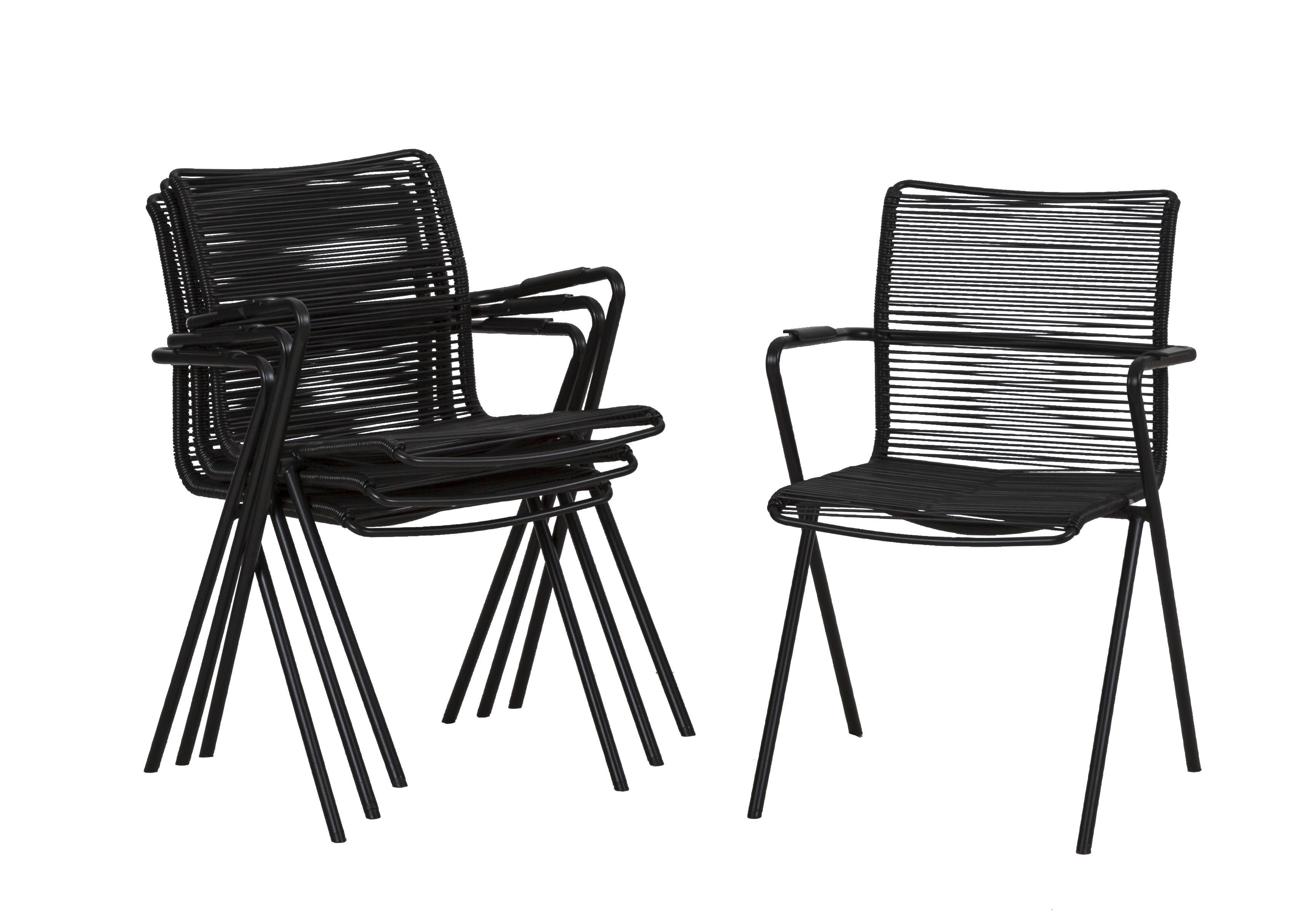 Moderne Stapelsessel mit Polyestergeflecht in Schwarz