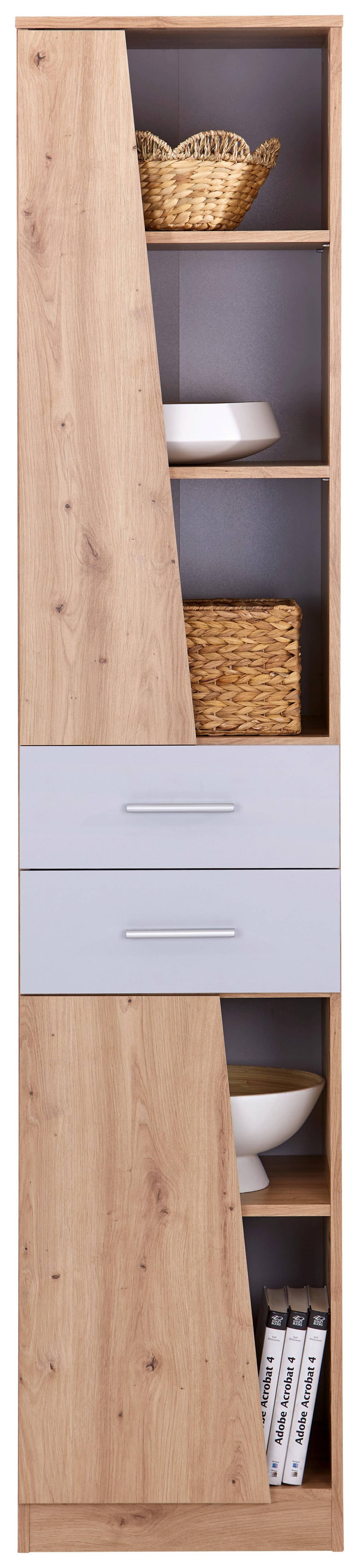 REGÁL JOHNNY - šedá/dub artisan, Moderní, kompozitní dřevo/plast (45/216,3/41,6cm)