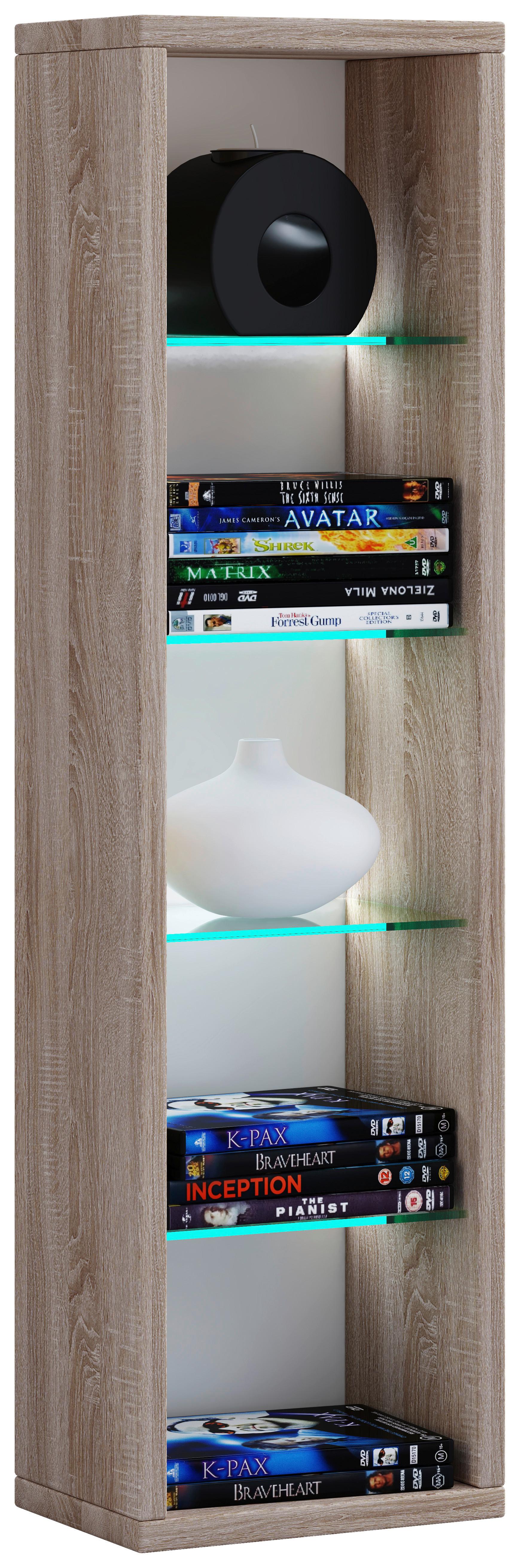 Wandregal Rasito Sonoma Eiche Dekor - Sonoma Eiche, Design, Glas/Holzwerkstoff (21/77/14cm) - MID.YOU