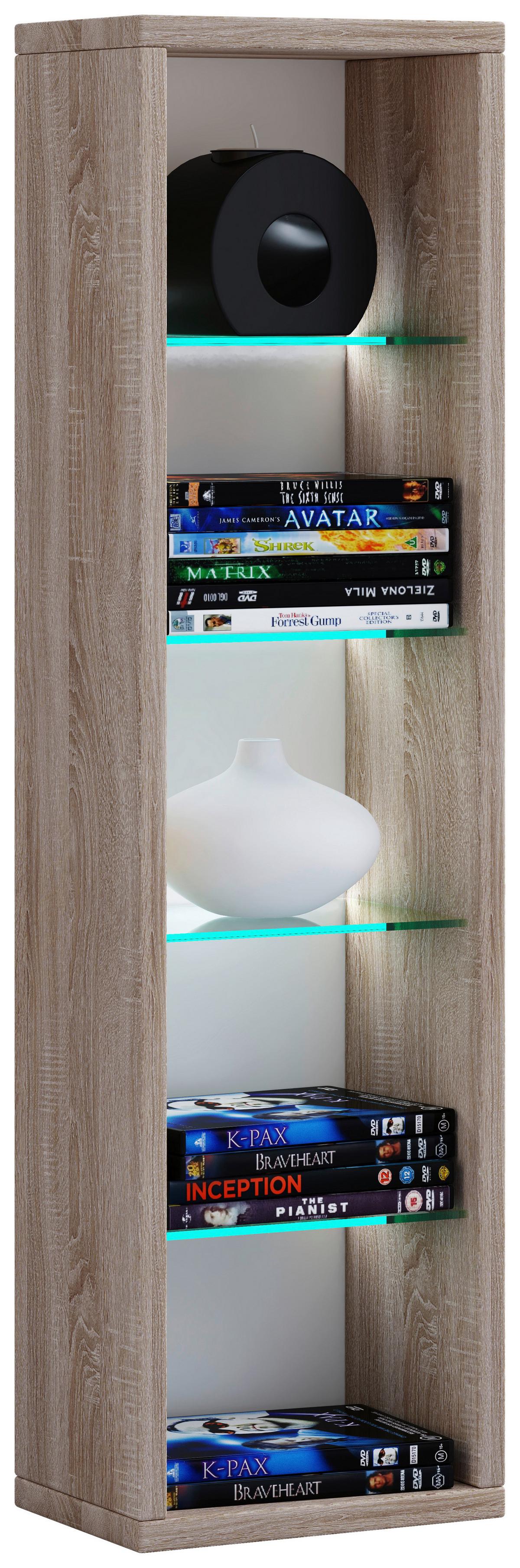 Wandregal Rasito Sonoma Eiche Dekor - Sonoma Eiche, Design, Glas/Holzwerkstoff (21/77/14cm) - MID.YOU