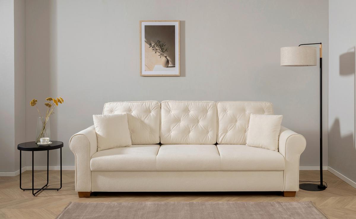 Schlafsofa Arles, Creme 10 B: 240 Cm - Buchefarben/Creme, Design, Textil (240/94/98cm) - MID.YOU