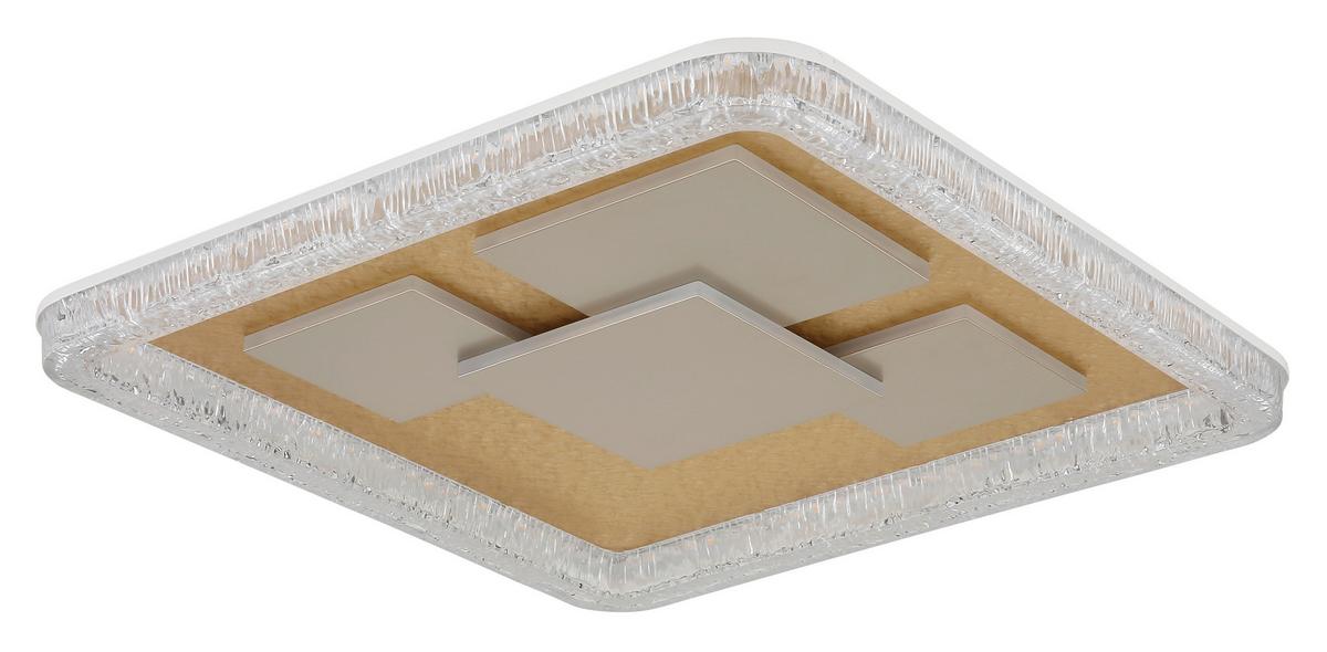 LED-Deckenleuchte 3000k, 40w - Klar/Goldfarben, Design, Kunststoff/Metall (48,8/48,8/7cm) - Globo