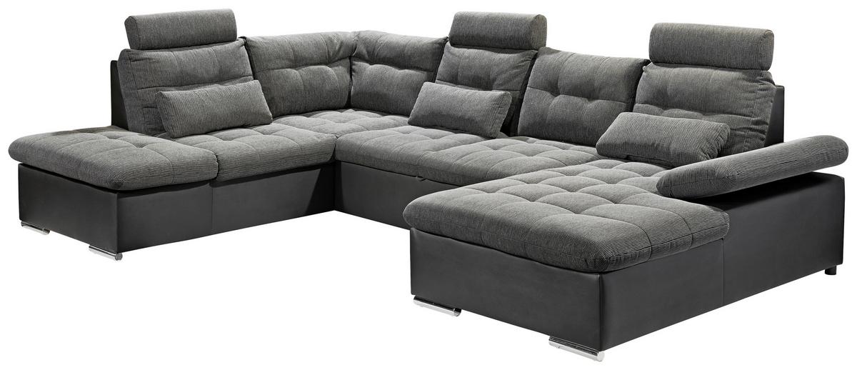 Sedacia súprava v tvare U JAKARTA sivá / čierna - čierna/sivá, Design, textil/plast (218/324/170cm) - MID.YOU