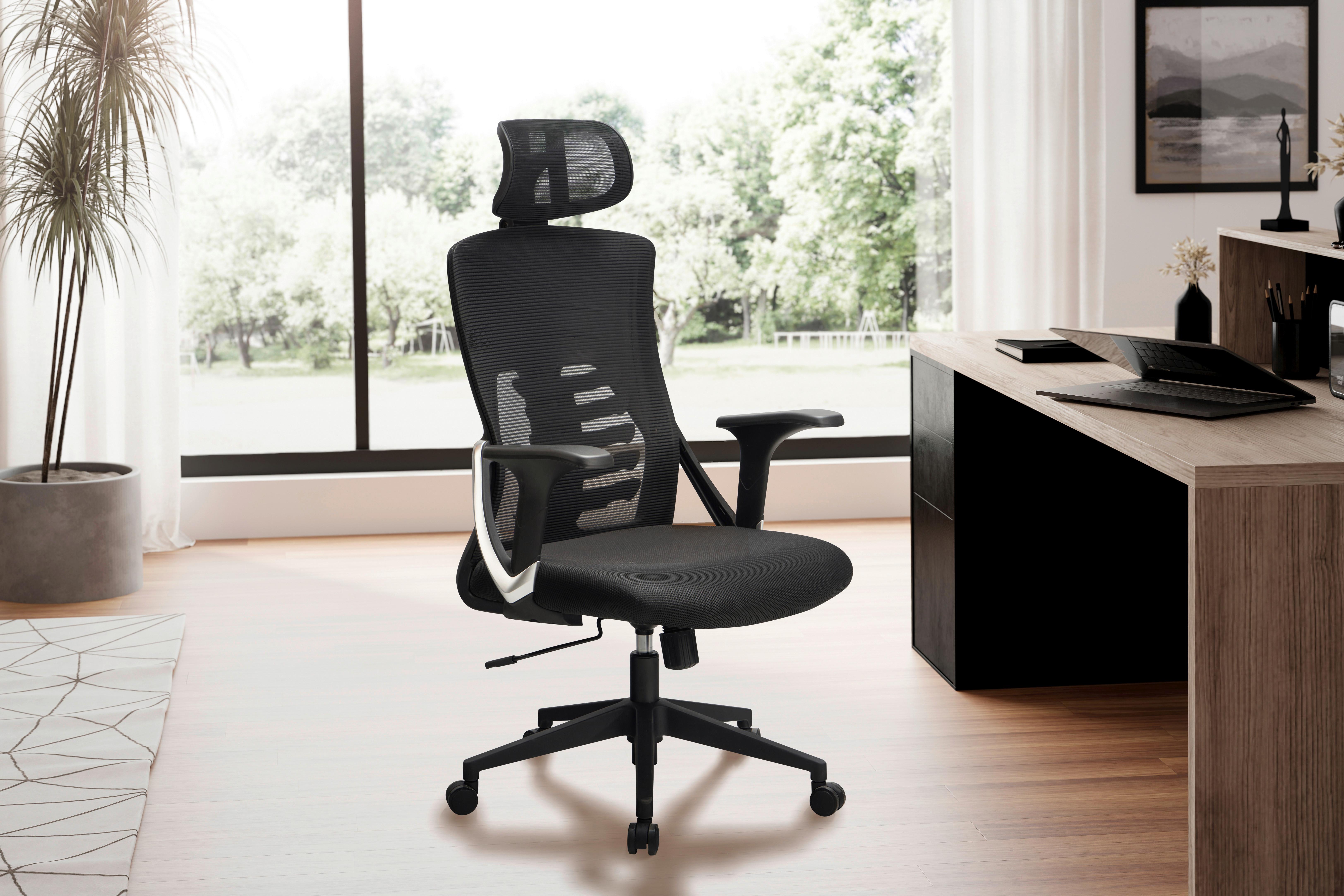 Drehstuhl Schwarz B: 65 cm - Schwarz, Design, Kunststoff/Textil (65/123/65cm) - MID.YOU