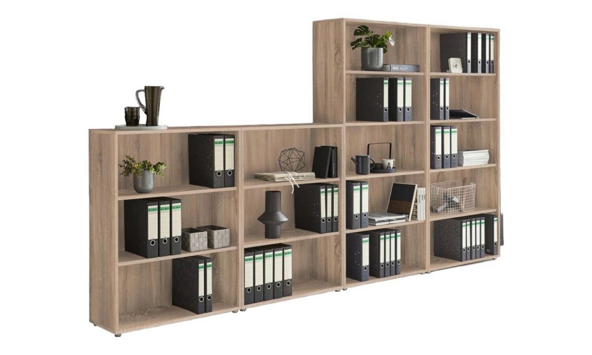 Aktenregal Office Edition Sonoma Eiche Dekor B: 337,6cm - Silberfarben/Sonoma Eiche, MODERN, Holzwerkstoff (337,6/185,6/33cm) - MID.YOU