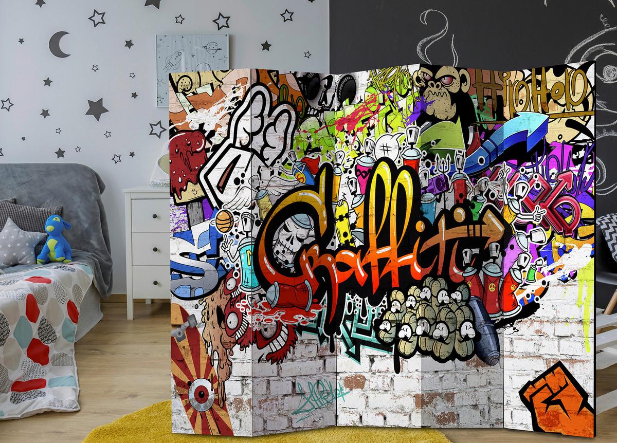 Paravent Multicolor B: 225 Cm - Multicolor, Basics, Holz/Textil (225/172/3cm) - artgeist
