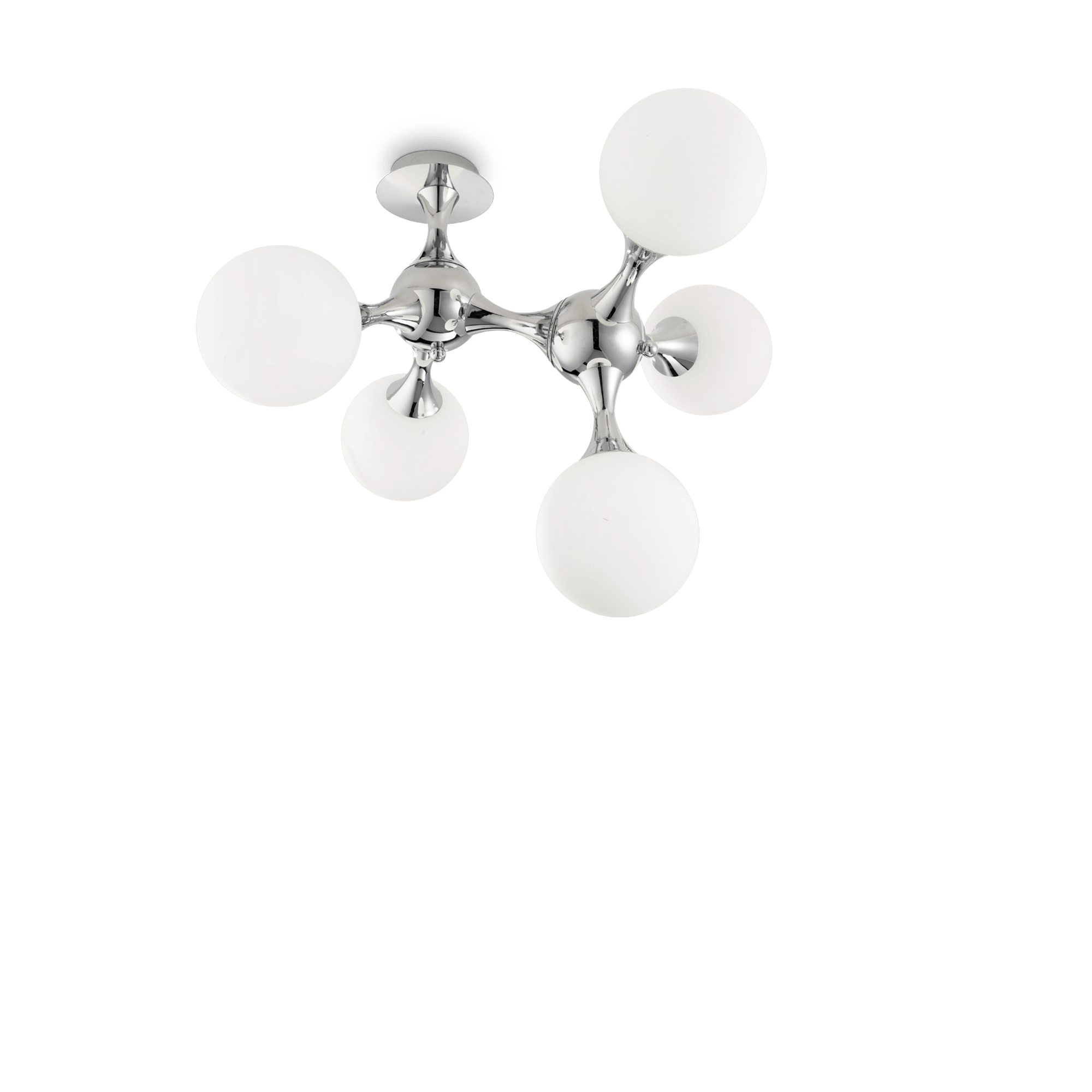 Deckenleuchte Nodi Bianco Weiß Chromfarben B: 55 Cm - Chromfarben/Weiß, KONVENTIONELL, Glas/Metall (55/55/50cm) - Ideal Lux