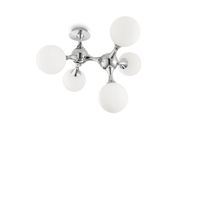 Deckenleuchte Nodi Bianco Weiß Chromfarben B: 55 Cm - Chromfarben/Weiß, KONVENTIONELL, Glas/Metall (55/55/50cm) - Ideal Lux