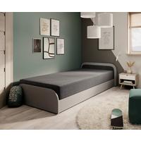 Bett Parys Right Grau Lf: 80x190 Cm - Hellgrau/Schwarz, MODERN, Holz/Textil (80/190cm) - MID.YOU