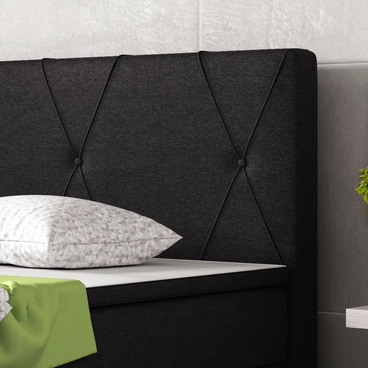 Boxspringbett Mit Topper 180x200 Cm Boston - Silberfarben/Schwarz, KONVENTIONELL, Textil (180/200cm) - MID.YOU