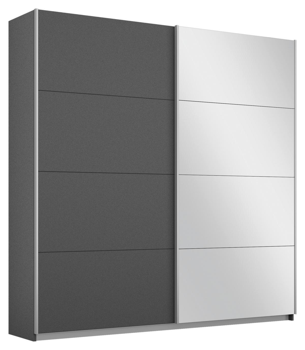 Schwebetürenschrank m. Spiegel 181cm Belluno, Grau Dekor - Grau, MODERN, Holzwerkstoff (181/210/62cm) - Rauch Möbel