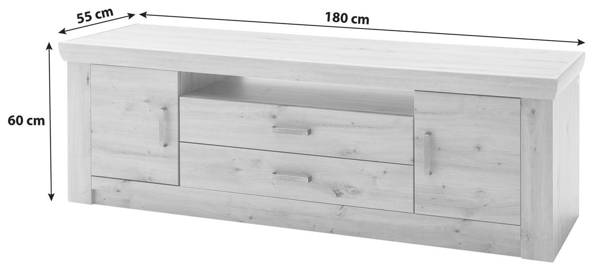 TV-Element Meran B: 180 cm Eiche Dekor - Eichefarben, Design, Holzwerkstoff (180/60/55cm) - Livetastic
