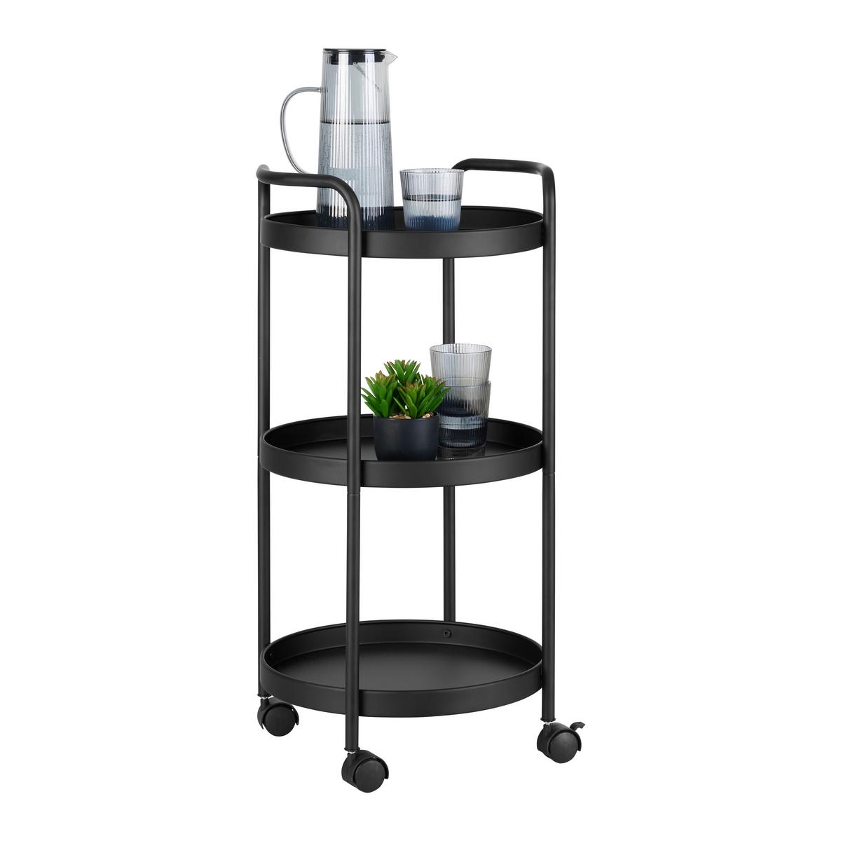Servírovací vozík Justus, čierny kov, š: 40cm - čierna, Modern, kov/plast (39,5/72,5/35,5cm) - Mömax