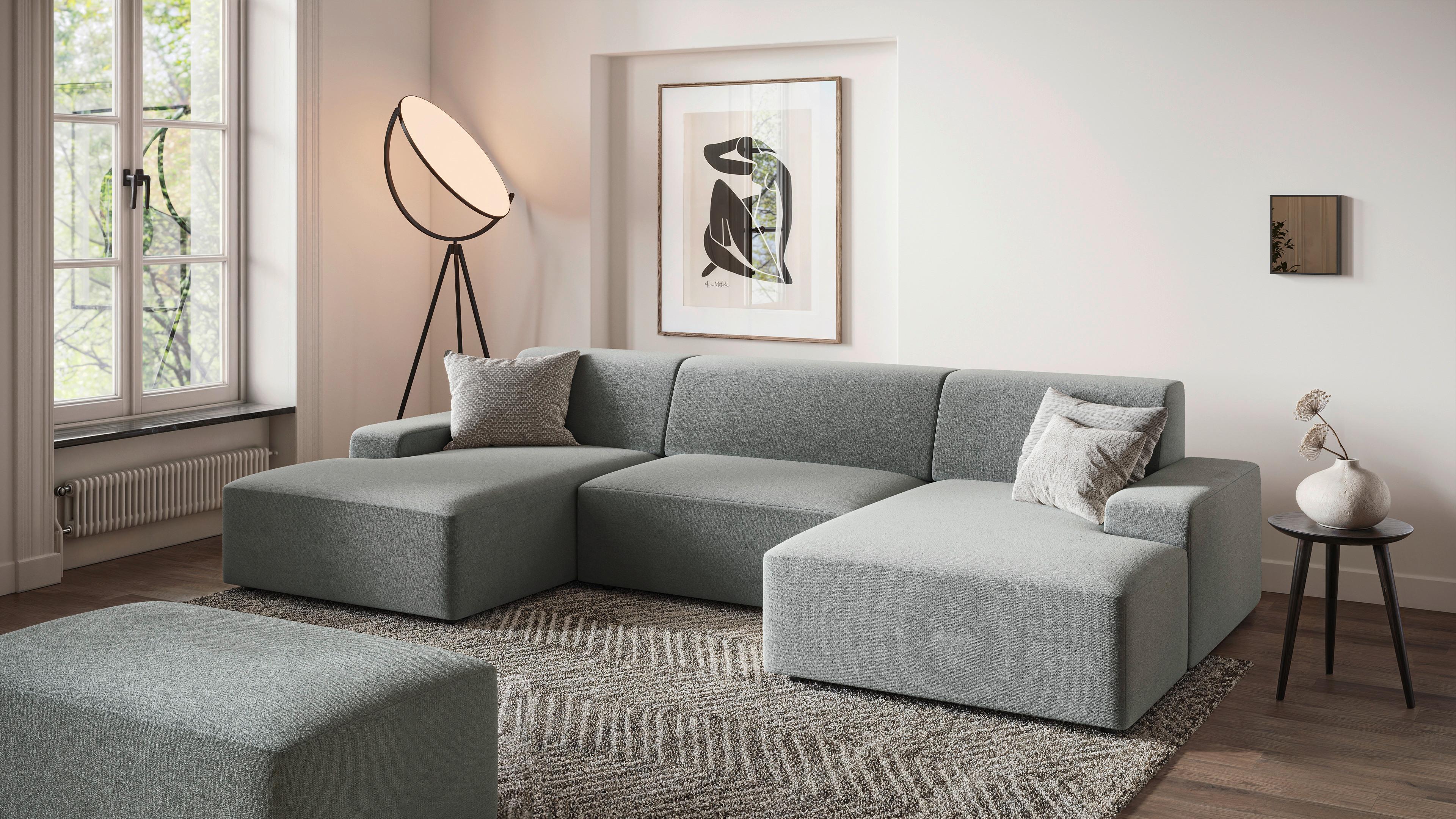 Hocker Wien, Grau B: 112 cm - Schwarz/Grau, MODERN, Textil (112/44/66cm) - Trendmanufaktur