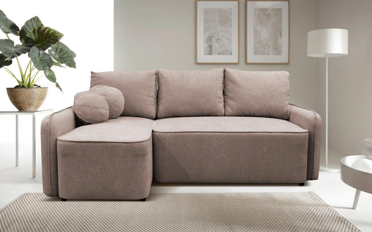 Ecksofa Fancy Rosa 143x209 cm - Schwarz/Rosa, Design, Textil (143/209cm) - MID.YOU