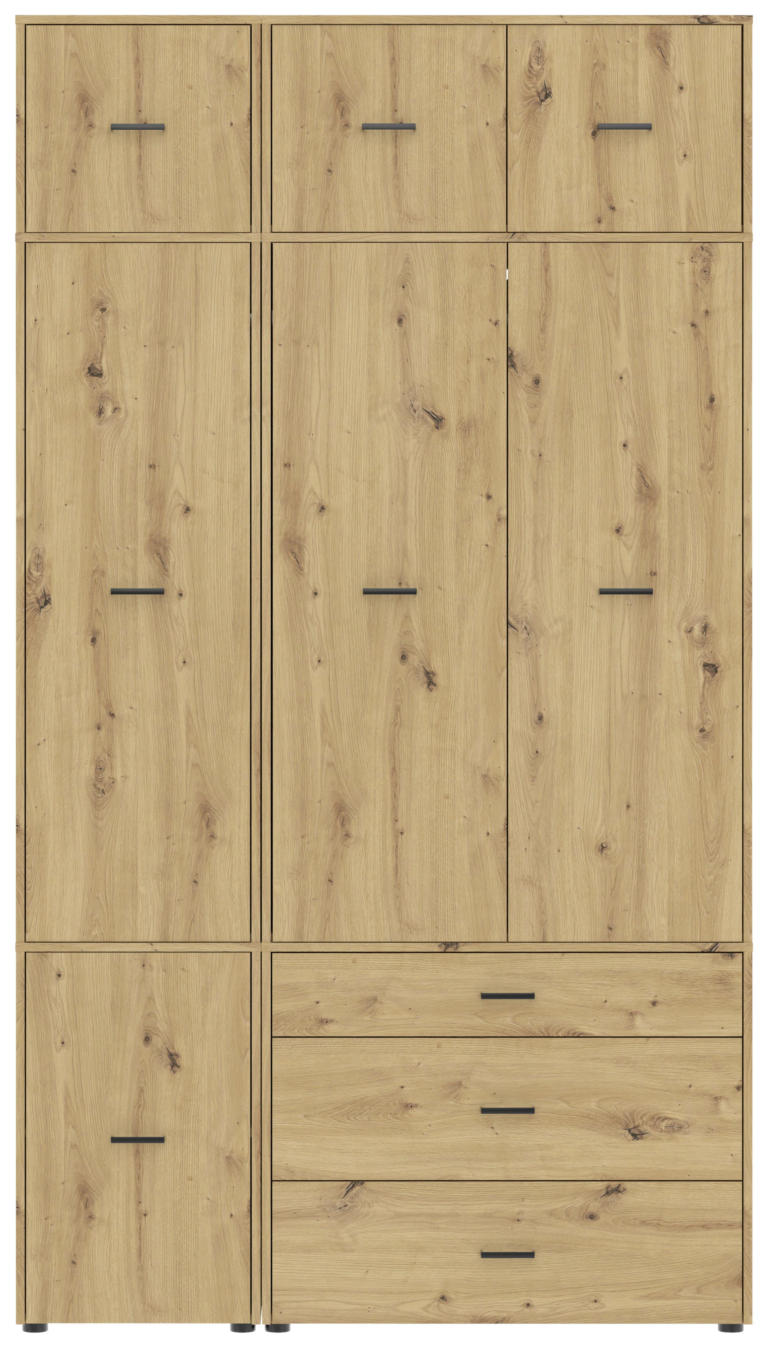 Drehtürenschrank m. Schubladen 135 cm Kivo, Eiche