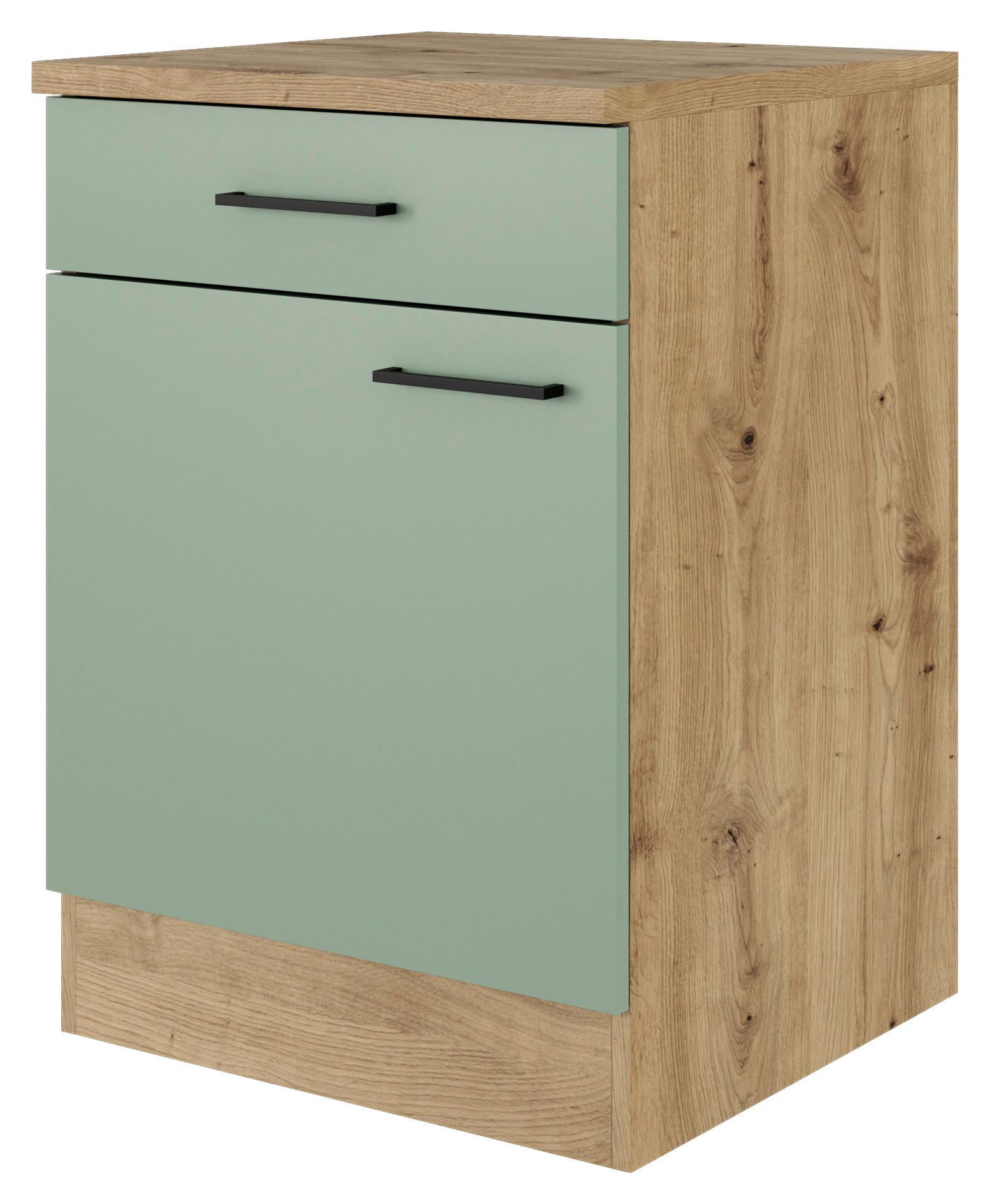 KUCHYŇSKÁ SPODNÍ SKŘÍŇKA CARA US 60 - černá/zelená, Konvenční, kov/kompozitní dřevo (60/85/57cm) - FlexWell