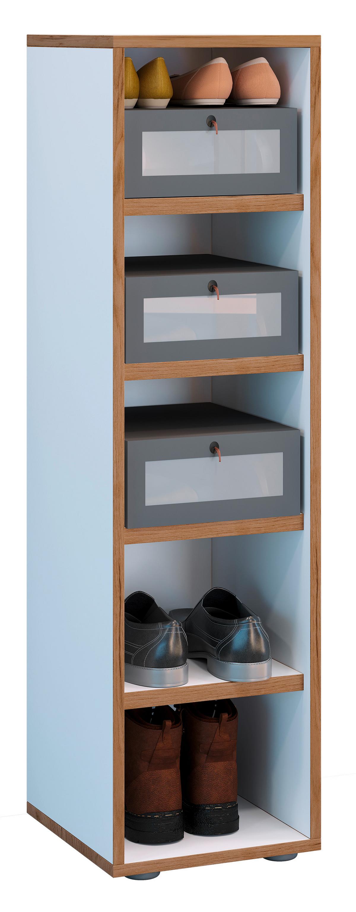 Schuhregal Salia Honigeiche/weiß B: 30 Cm - Honigeiche/Schwarz, Design, Holzwerkstoff (30/110/33cm) - MID.YOU