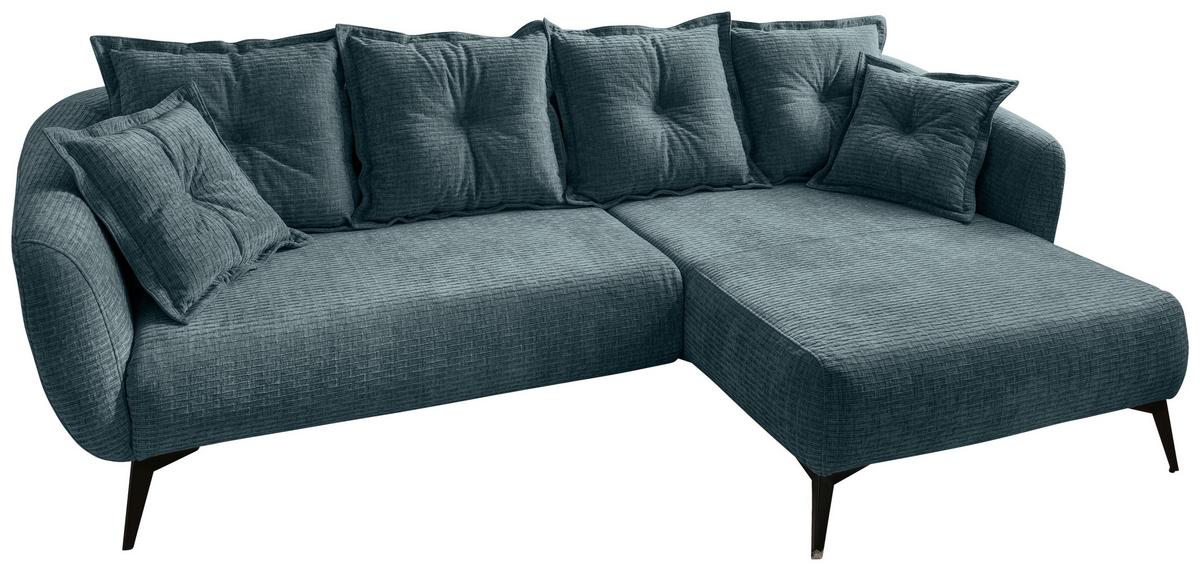 Ecksofa Baggio Blau S: 277x162 cm - Blau/Schwarz, MODERN, Textil (277/162cm) - Livetastic