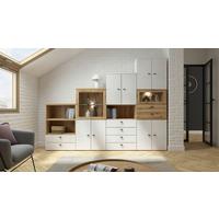 Stapelprogramm Sixty-Four - Eichefarben/Schwarz, Trend, Holzwerkstoff (256/192/35cm)
