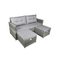 Loungesofa Malta - Schwarz/Grau, Basics, Kunststoff/Textil (180/86/135cm) - Gardenson