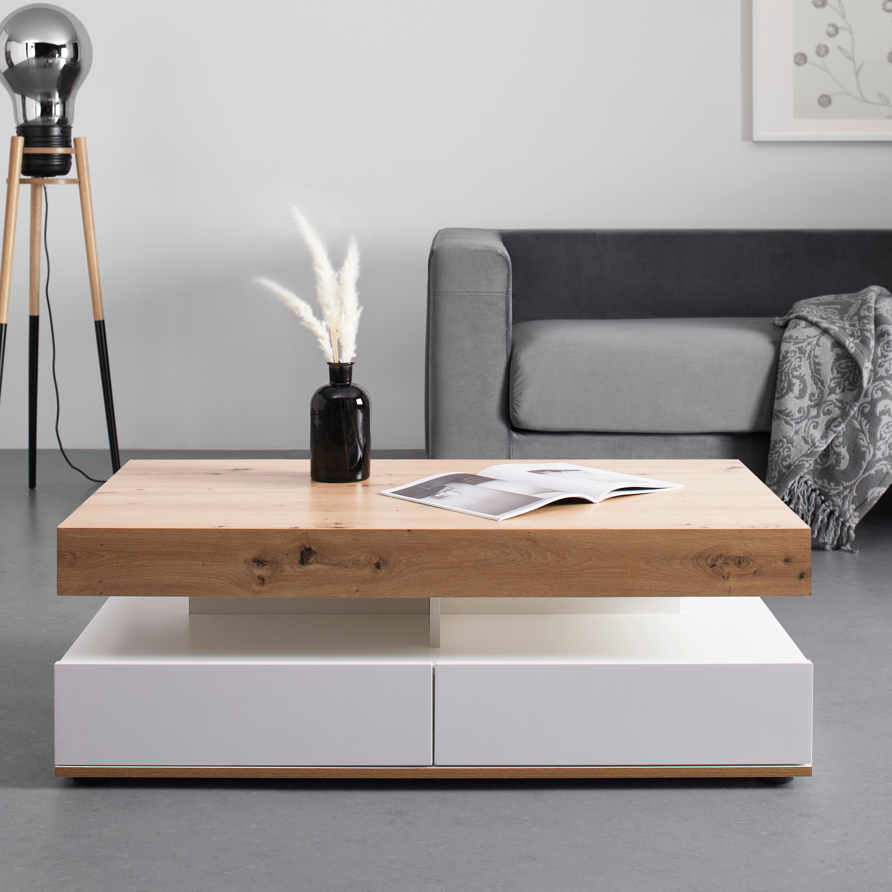 Konferenčný Stolík Cara - farby dubu/biela, Moderný (110/38/60cm) - Bessagi Home