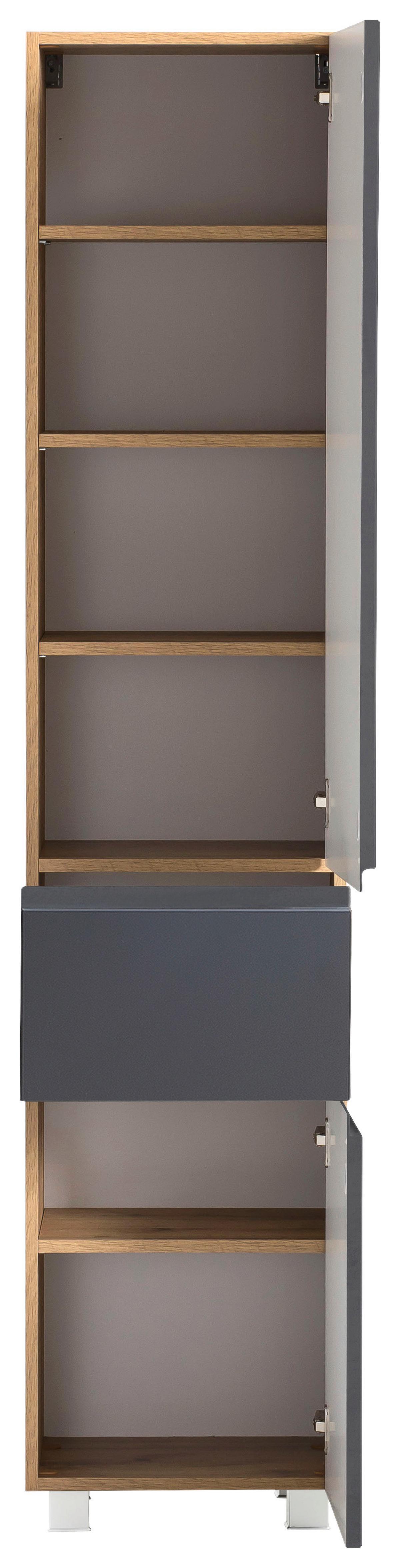 Hochschrank Varese B: 40 Cm Grau/eiche Wotan - Eiche Wotan/Grau, MODERN, Holzwerkstoff (40/180/35cm) - Held