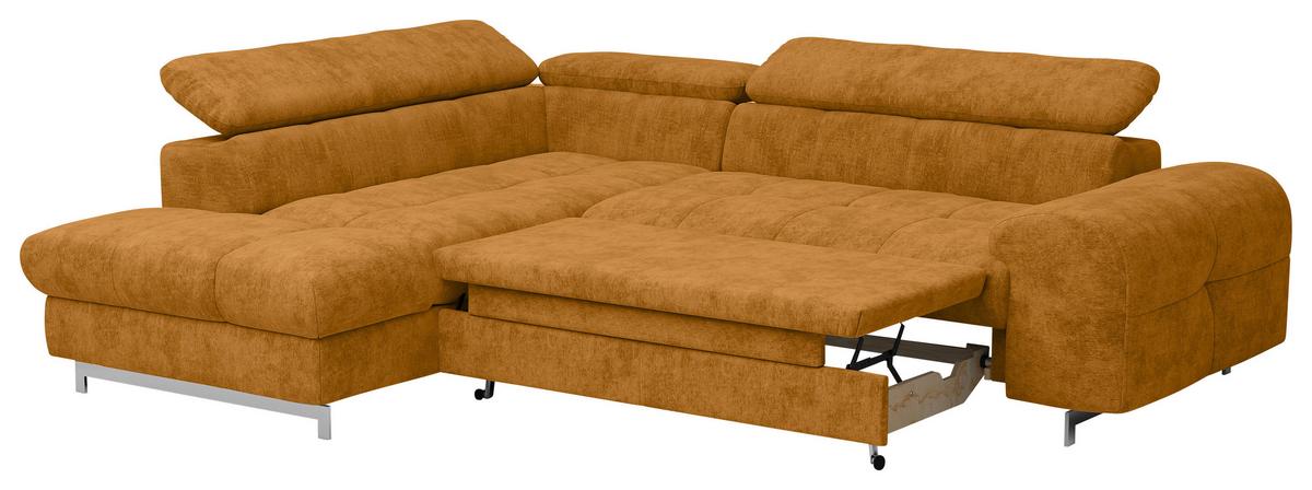 Ecksofa Mit Schlaffunktion Cloud + Goldfarben - Chromfarben/Goldfarben, KONVENTIONELL, Textil (206/257cm) - Livetastic