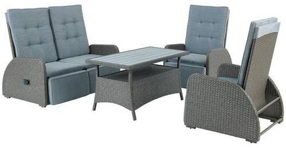 Loungegarnitur 4-Tlg Santander Metall/Polly-Rattan mit Kissen - Grau, MODERN, Kunststoff/Textil (120/60/60cm) - Beldano