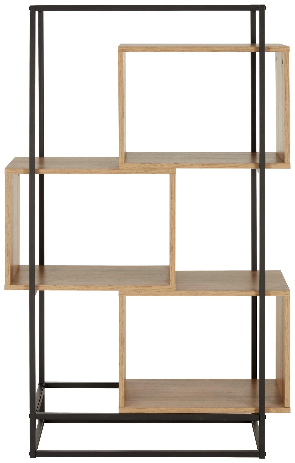 REGÁL ADRIAN -EXKLUSIV- - čierna/prírodná farba, Modern, kov/kompozitné drevo (80/126/33cm) - Mömax