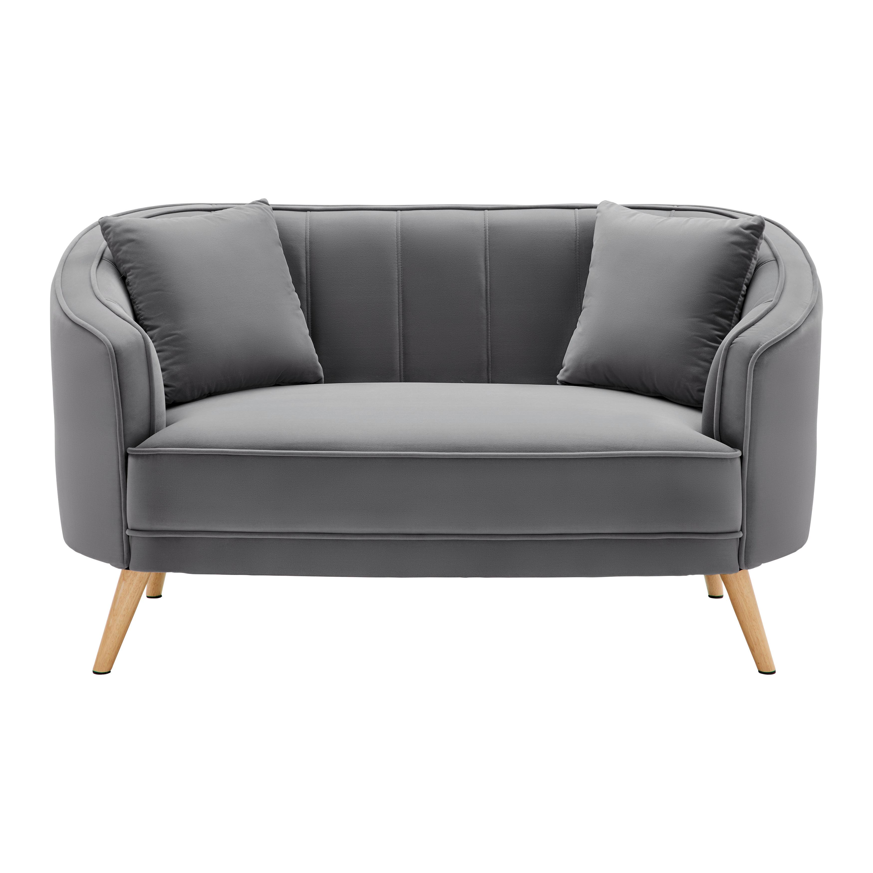Pohovka HOPE šedá - šedá/přírodní barvy, Moderní, dřevo/textil (141/77/73cm) - Bessagi Home