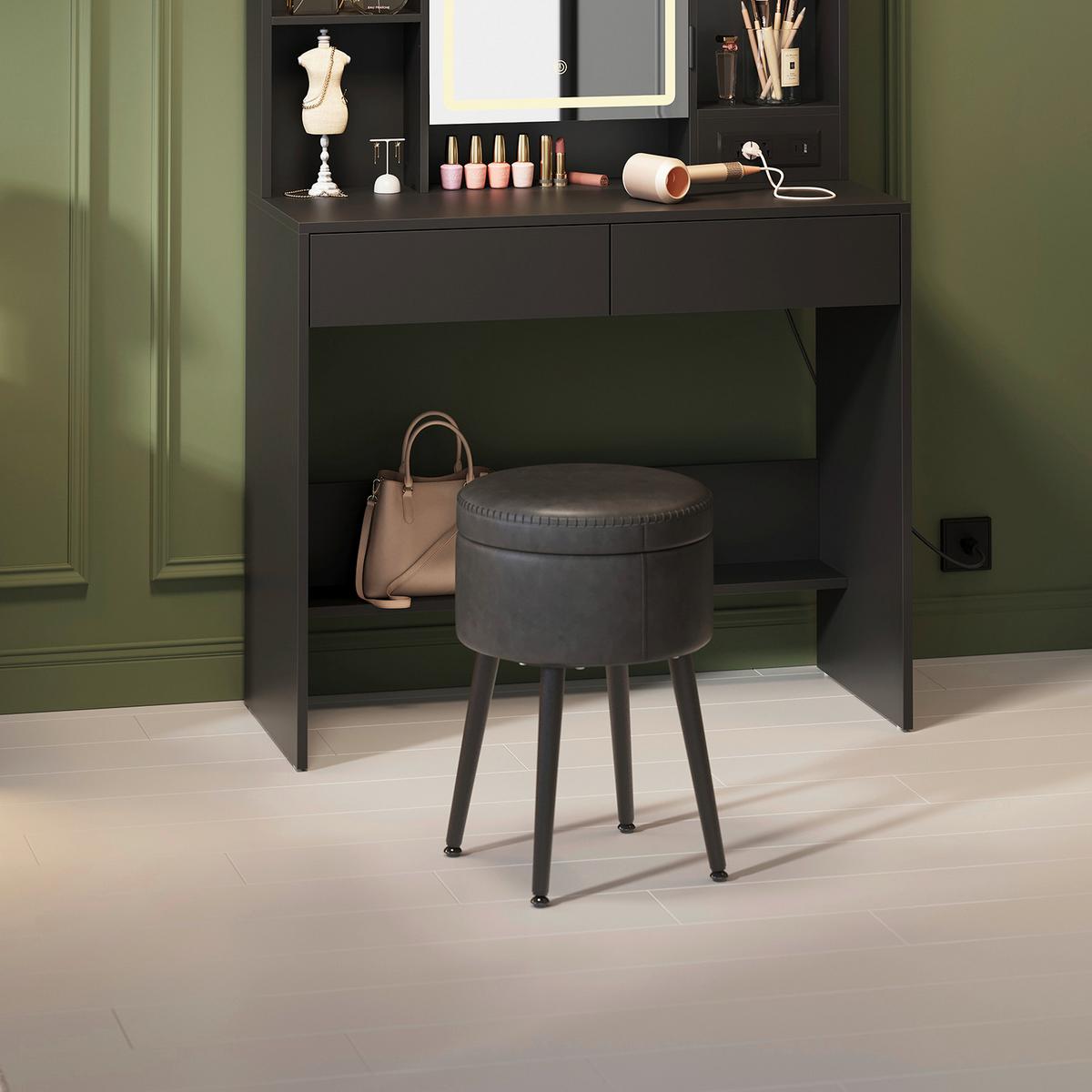 Hocker Braun, Schwarz B: 32 cm - Creme/Schwarz, Trend, Holzwerkstoff/Textil (32/44/32cm) - MID.YOU