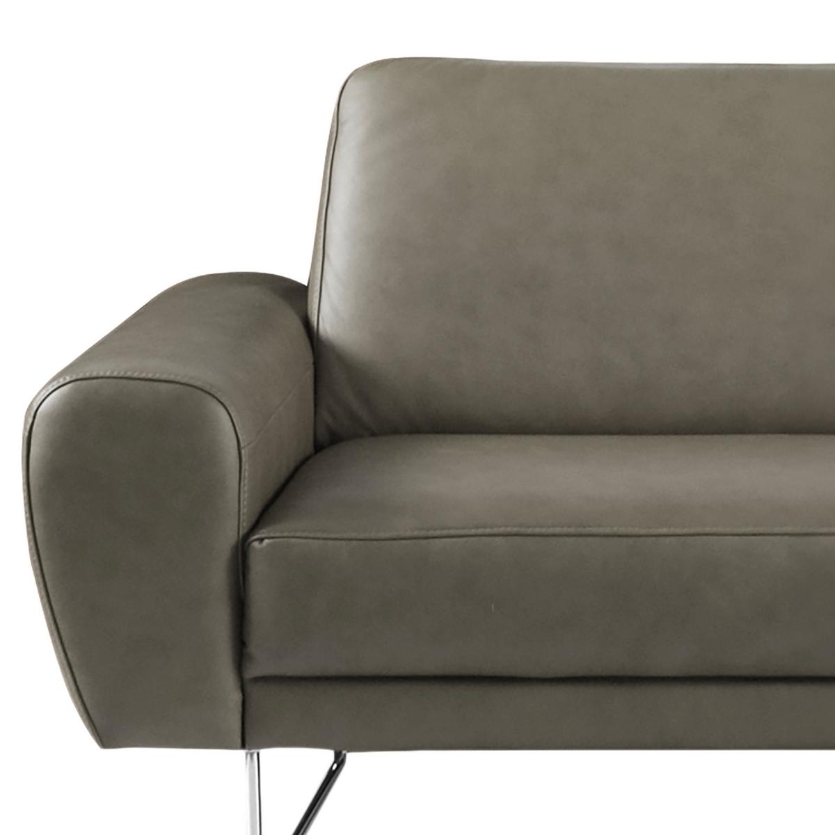 3-sitzer-sofa Spring Grau Chrom B: 207 Cm - Chromfarben/Grau, Design, Leder (207/85/92cm) - Livetastic
