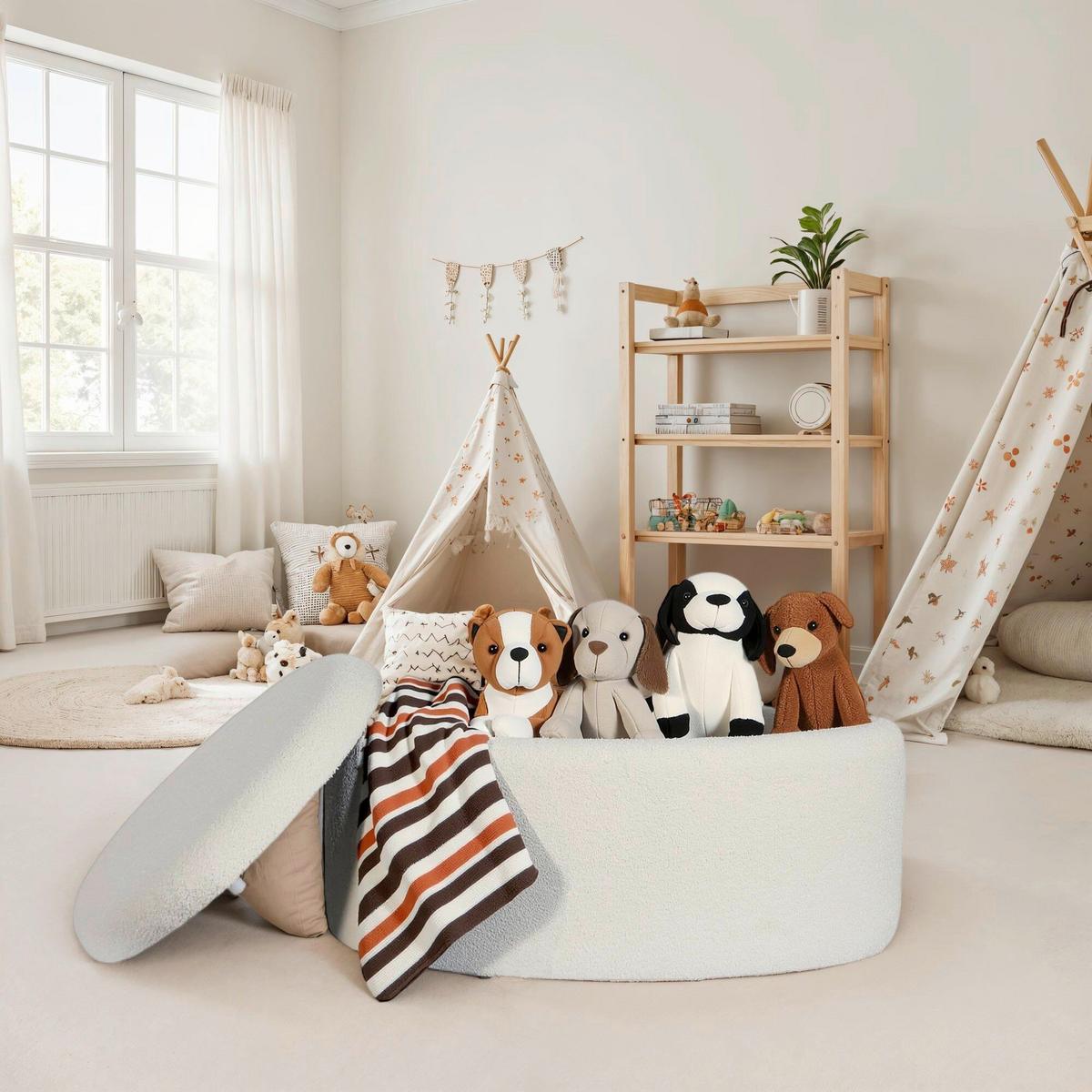 Hockerbank Creme B: 81cm - Creme, Design, Textil (81/40/62cm) - MID.YOU