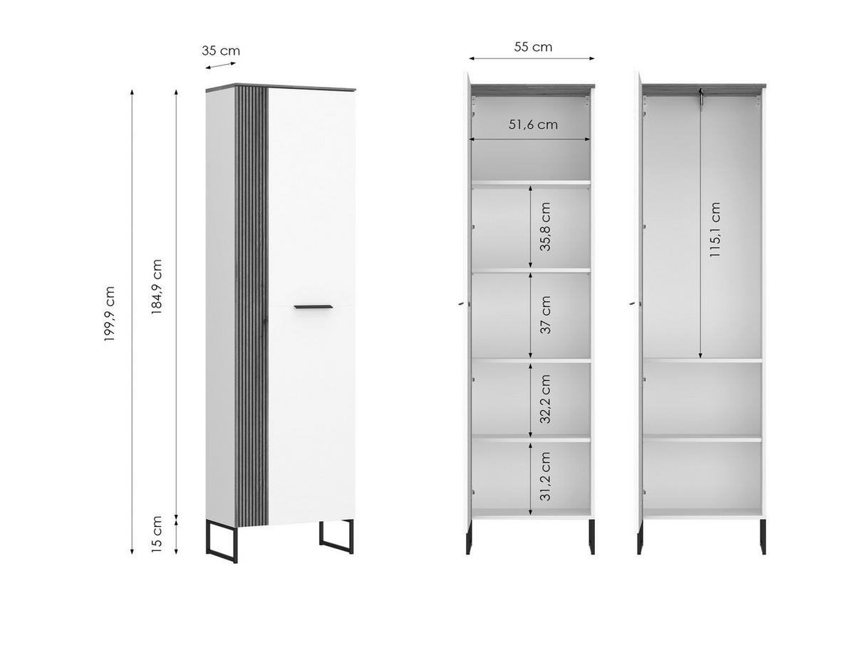 Schuhschrank Aladin Stehend & Hängend Montierbar - Eichefarben/Schwarz, MODERN, Holzwerkstoff (55/199,9/35cm)