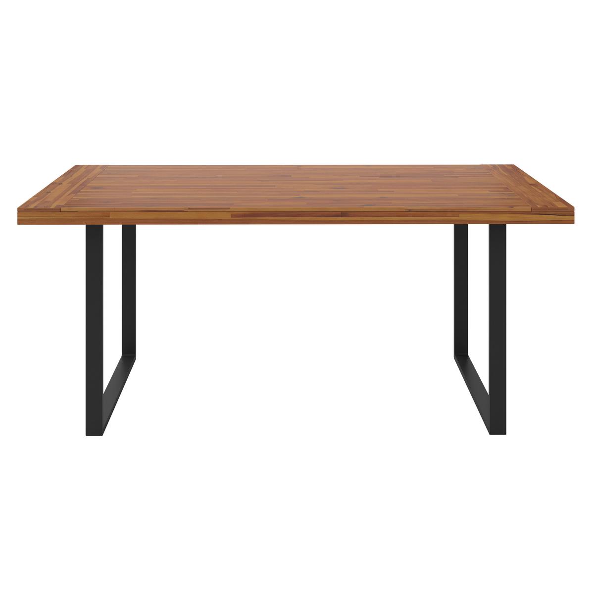 Súprava záhradnho nábytku ALINA - čierna/farba akácie, Modern, kov/drevo (180/77/90cm) - Bessagi Garden