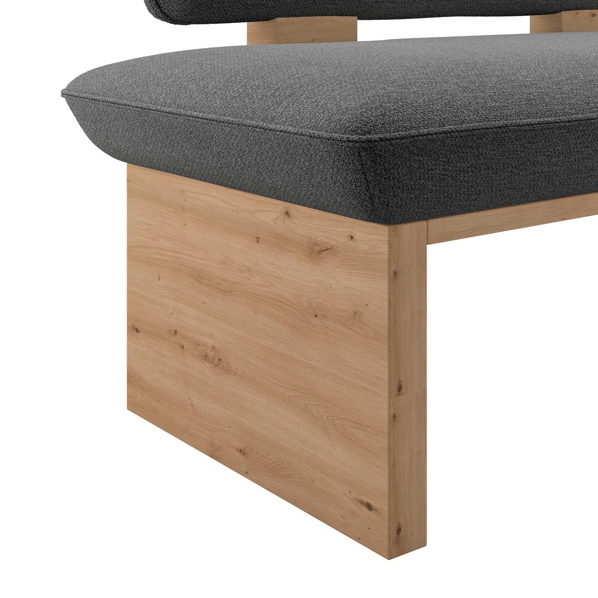 Sitzbank Beluna II Webstoff anthrazit, B: 160cm - Eichefarben/Anthrazit, KONVENTIONELL, Holzwerkstoff/Textil (160/87/67cm) - James Wood