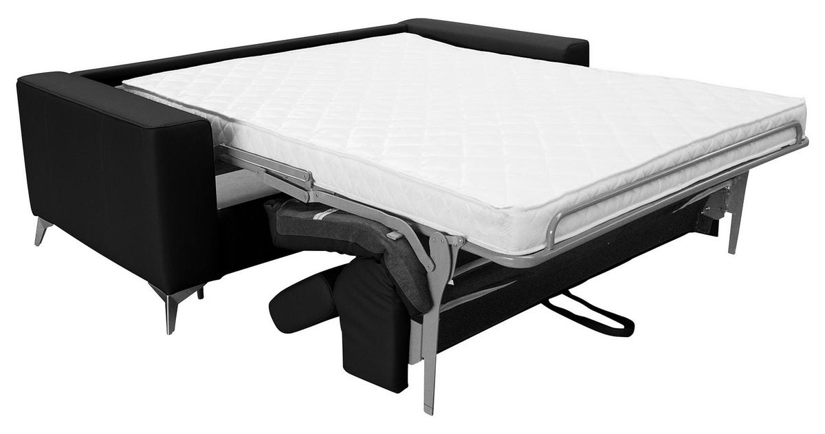 Schlafsofa Mondo, Schwarz B: 206 cm - Silberfarben/Schwarz, Design, Leder/Textil (206/95/101cm) - Livetastic